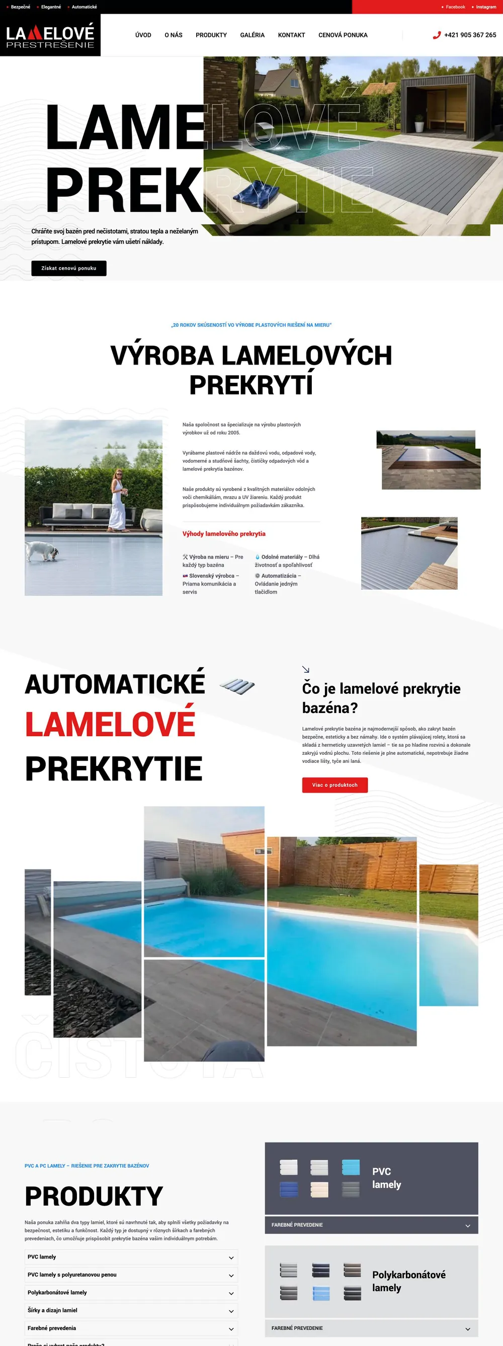 Lamelové Prestrešenie — Celá stránka