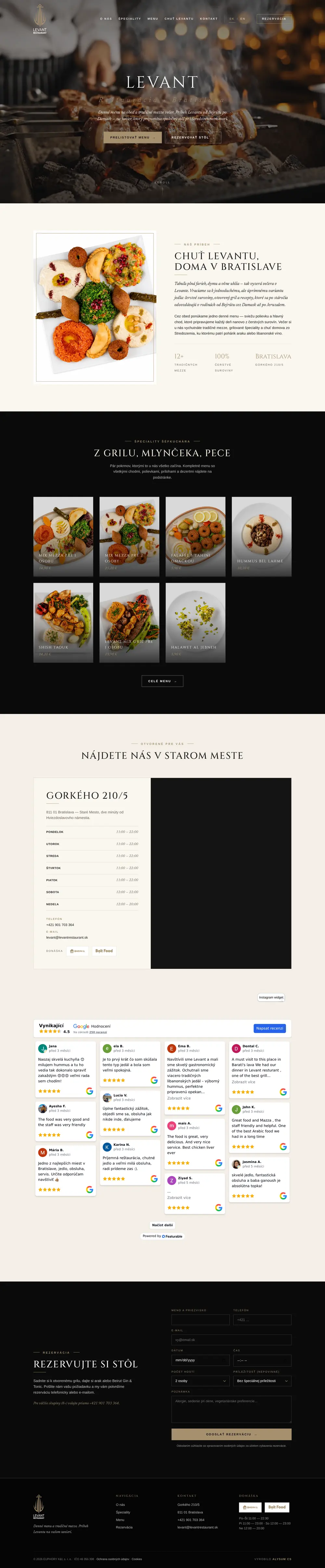 LEVANT Restaurant — The whole website