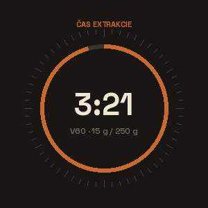 Čas extrakcie 3:30, V60, 15 g na 250 g