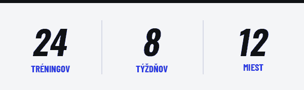 24 tréningov · 8 týždňov · 12 miest