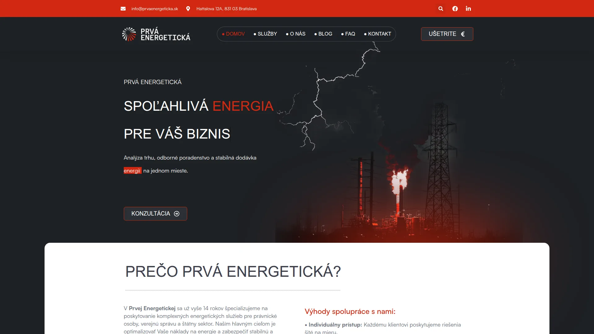 Prvá Energetická — Firemný web